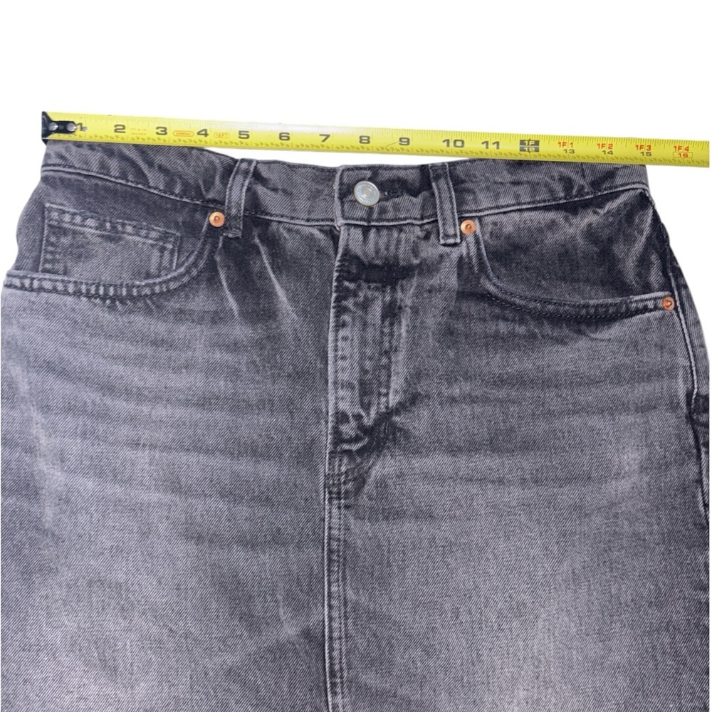 Reformation Tazz‎ Maxi Denim Skirt In Faded Black Color With Split Front Size 28 - Picture 3 of 11